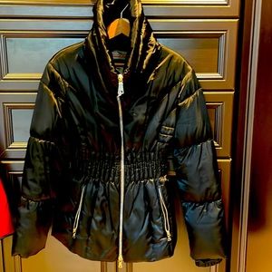 Prada down puffer with funnel collar Black